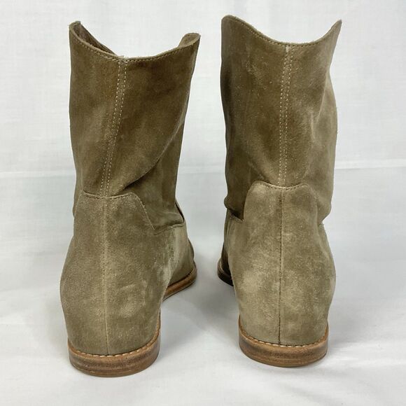 VINCE. Flint Tan Sinclair Ankle Booties Almond Toe Wedge Leather Boots Sz 9.5 M - Picture 12 of 14